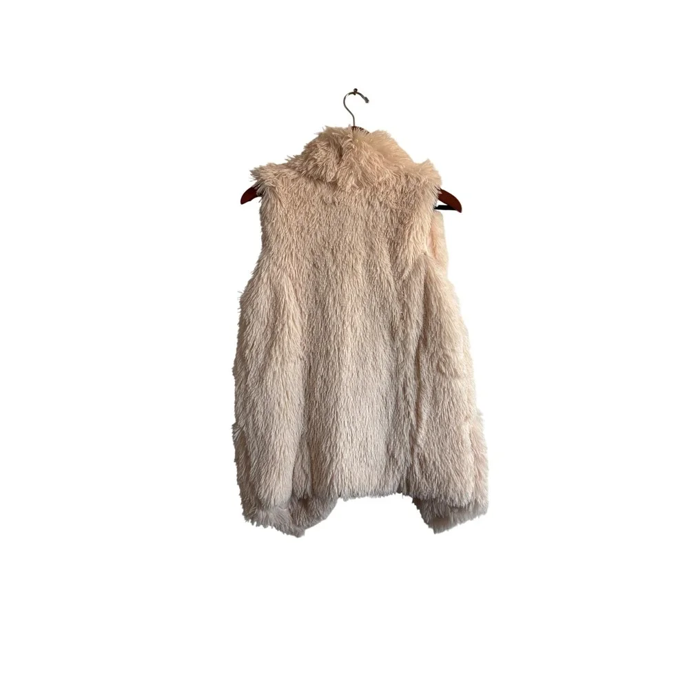 DEMOCRACY‎ Womens Cream Fuzzy Faux Fur Sleeveless Vest Jacket XS - Picture 6 of 6